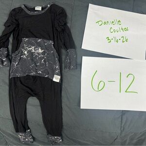 Black Baby One-Piece Romper with Marble Accent